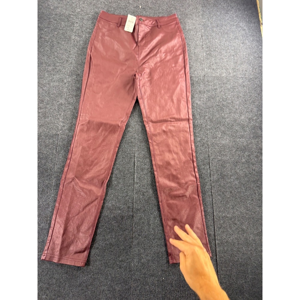 Windsor Burgundy Faux Leather Skinny Pants High Rise XL YP3349SE-BURGUNDY
